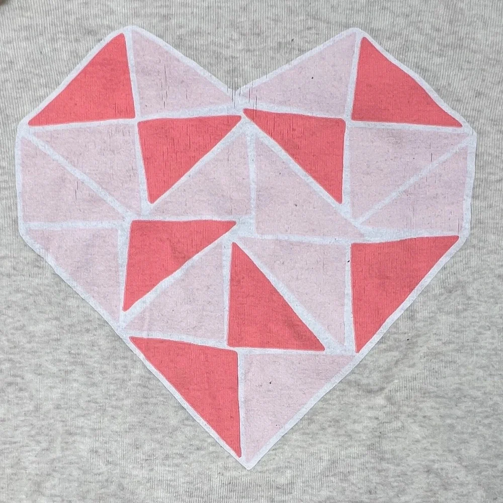 Cat & Jack Kids Pink Geometric Heart Cotton Pajama Set Size 10 Oatmeal Coral
